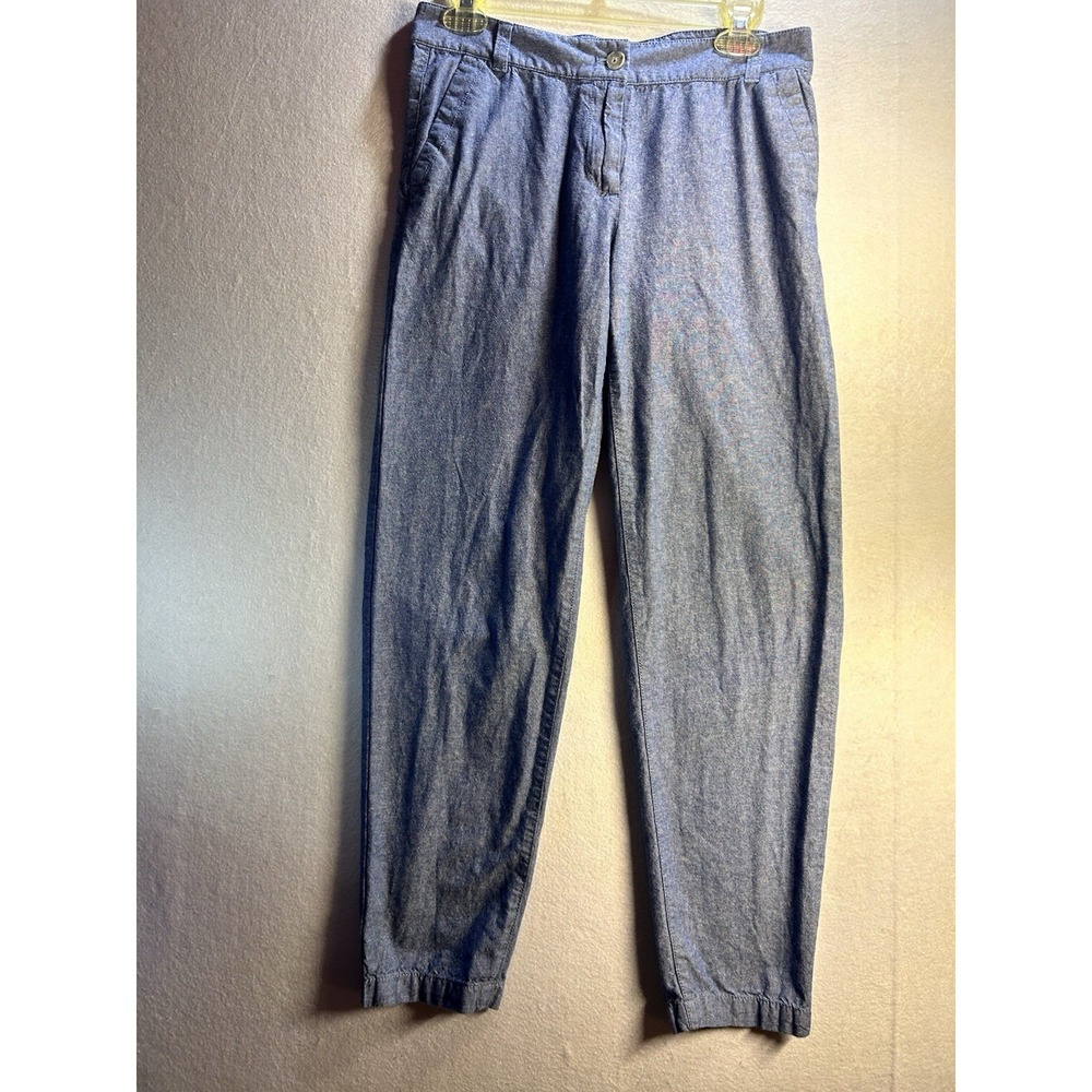 Talbots The Weekend Womens Blue Chino Pants, Cotton, Flat Front, Pockets, Button
